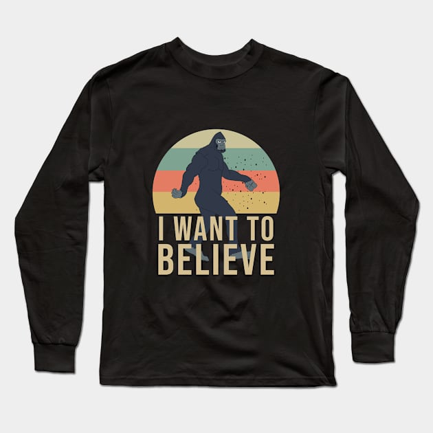 I want to believe - bigfoot retro Long Sleeve T-Shirt by cypryanus